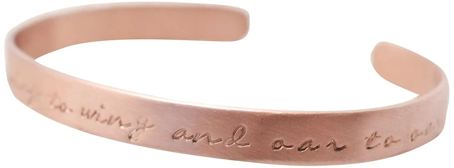 0.25 in Personalized Copper Cuff Bracelet - Inspirational Custom Message Bangle - 1/4 in wide
