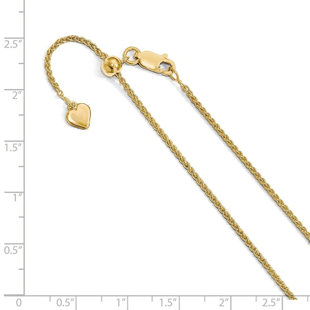 1.5mm Gold Tone Plated Sterling Silver Adjustable Wheat Chain Necklace