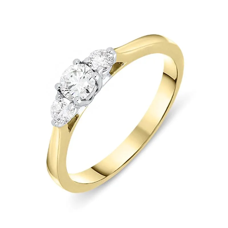 18ct Yellow Gold .36ct Diamond Brilliant Cut Trilogy Ring