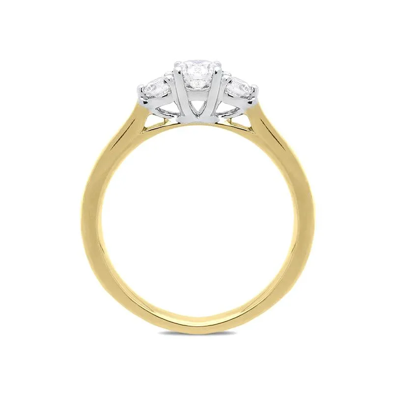 18ct Yellow Gold .36ct Diamond Brilliant Cut Trilogy Ring