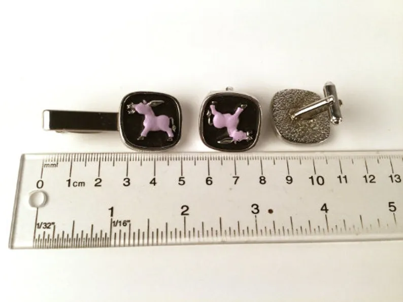 1950s Donkey Cufflink and Tie Bar Set