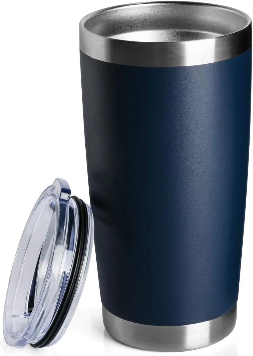 4 pack 20 OZ Double Wall Stainless Steel Vacuum Insulated Tumbler Coffee Travel Mug With Lid, Durable Powder Coated Insulated Coffee Cup for Cold & Hot Drinks (Navy, 4 pack)