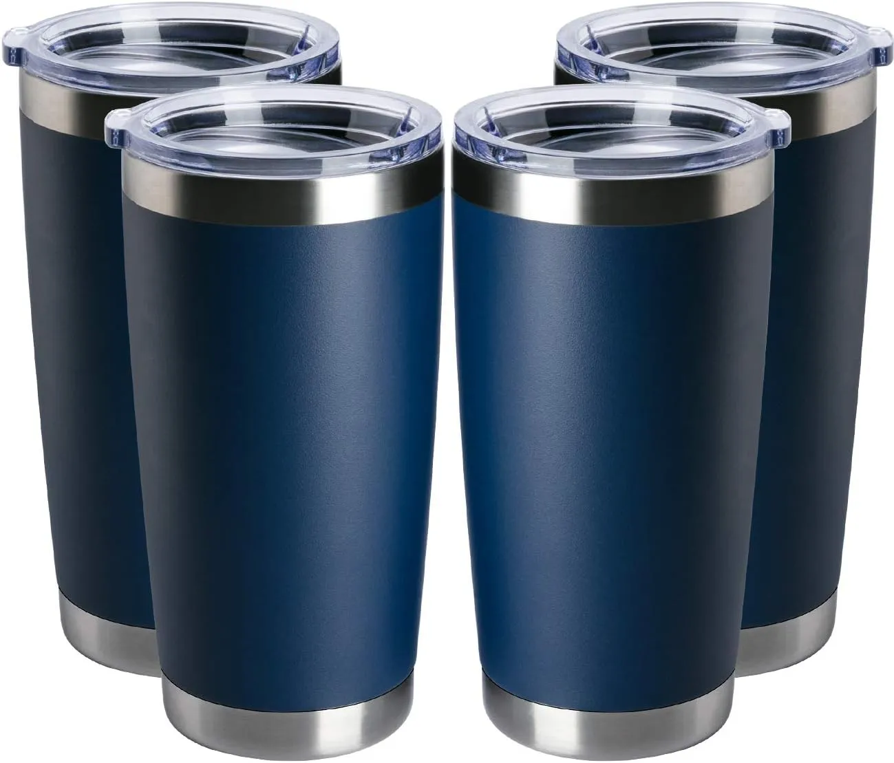 4 pack 20 OZ Double Wall Stainless Steel Vacuum Insulated Tumbler Coffee Travel Mug With Lid, Durable Powder Coated Insulated Coffee Cup for Cold & Hot Drinks (Navy, 4 pack)