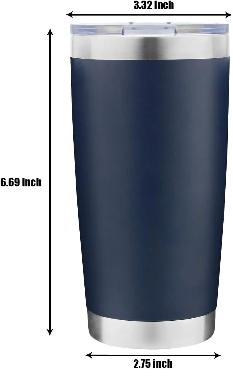 4 pack 20 OZ Double Wall Stainless Steel Vacuum Insulated Tumbler Coffee Travel Mug With Lid, Durable Powder Coated Insulated Coffee Cup for Cold & Hot Drinks (Navy, 4 pack)