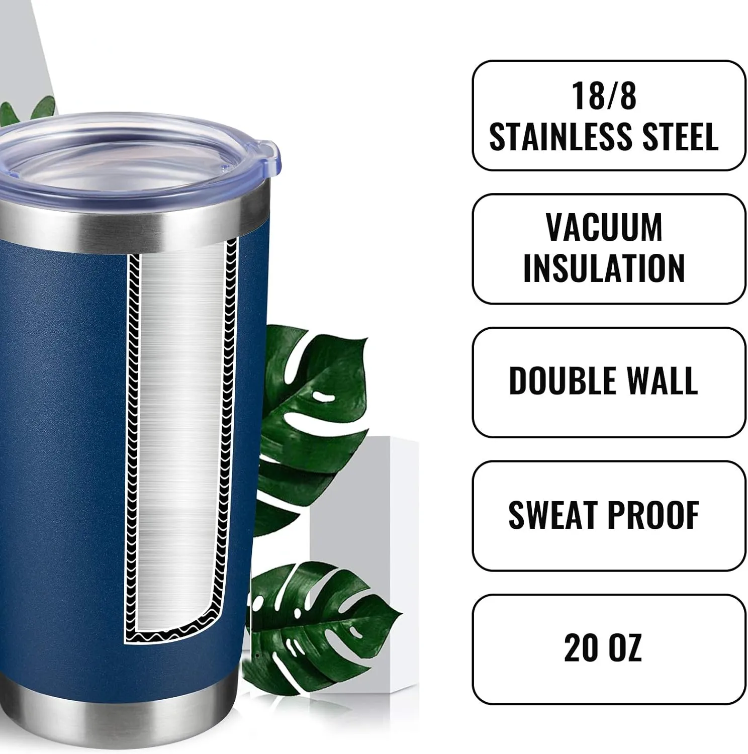 4 pack 20 OZ Double Wall Stainless Steel Vacuum Insulated Tumbler Coffee Travel Mug With Lid, Durable Powder Coated Insulated Coffee Cup for Cold & Hot Drinks (Navy, 4 pack)