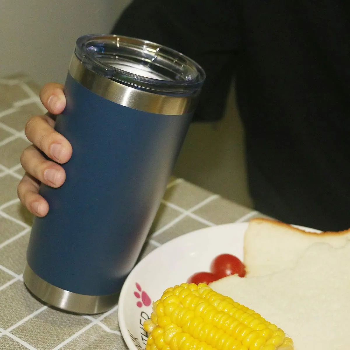 4 pack 20 OZ Double Wall Stainless Steel Vacuum Insulated Tumbler Coffee Travel Mug With Lid, Durable Powder Coated Insulated Coffee Cup for Cold & Hot Drinks (Navy, 4 pack)