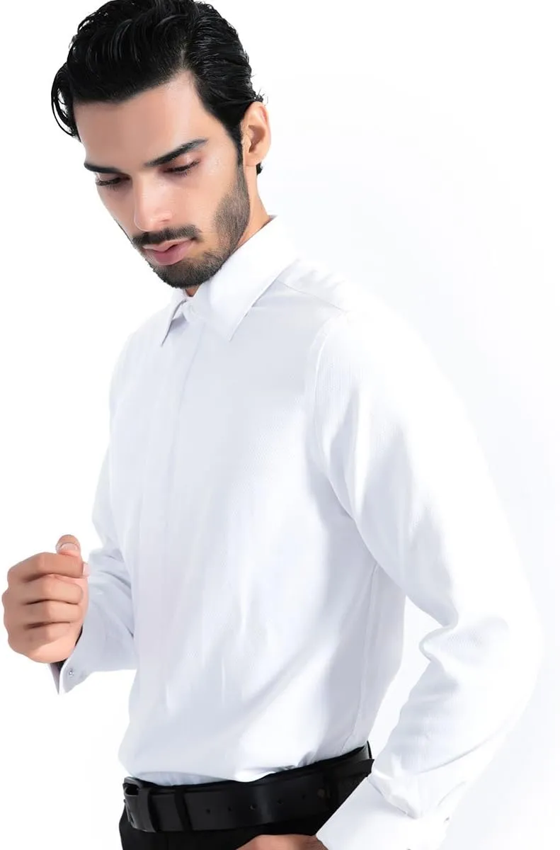 Alimens & Gentle Men's Dress Shirts French Cuff Long Sleeve Regular Fit Formal Tuxedo Cufflinks Shirt