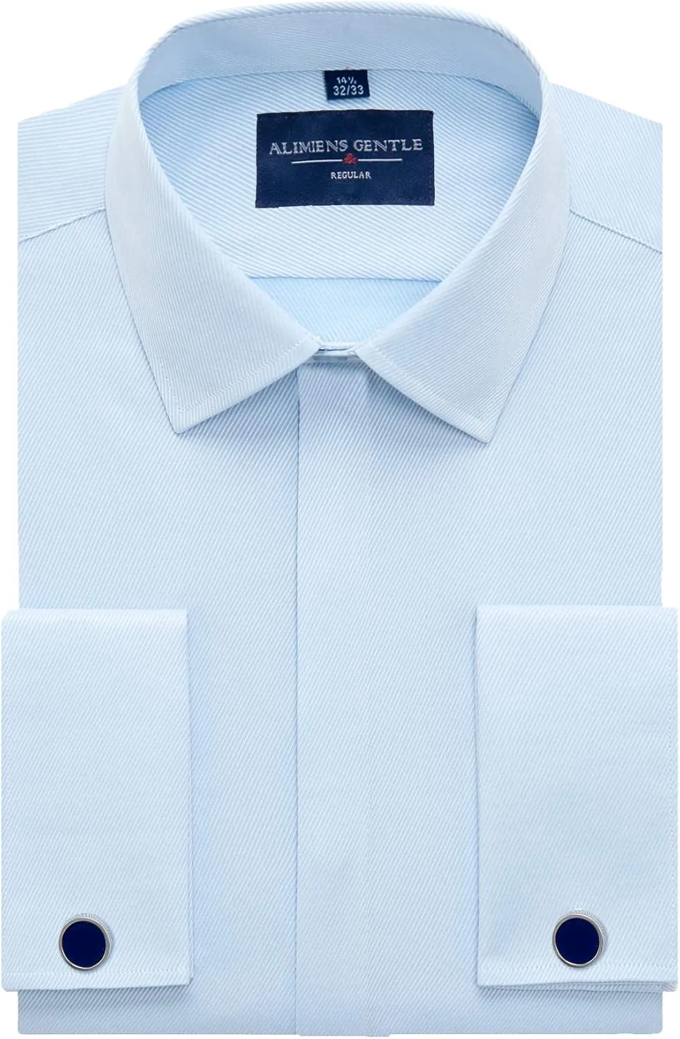 Alimens & Gentle Men's Dress Shirts French Cuff Long Sleeve Regular Fit Formal Tuxedo Cufflinks Shirt
