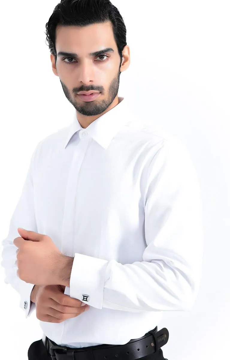 Alimens & Gentle Men's Dress Shirts French Cuff Long Sleeve Regular Fit Formal Tuxedo Cufflinks Shirt