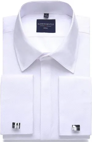 Alimens & Gentle Men's Dress Shirts French Cuff Long Sleeve Regular Fit Formal Tuxedo Cufflinks Shirt