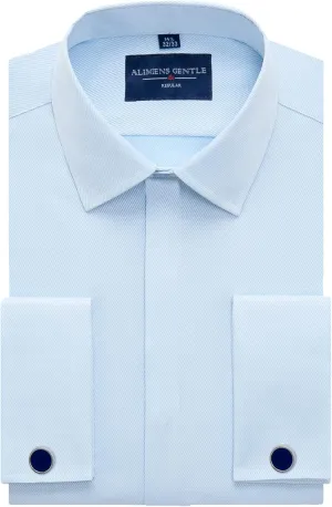 Alimens & Gentle Men's Dress Shirts French Cuff Long Sleeve Regular Fit Formal Tuxedo Cufflinks Shirt