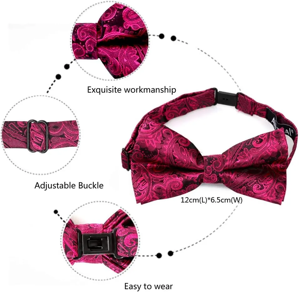 Alizeal Mens Paisley Bow Tie, Hanky and Cufflinks