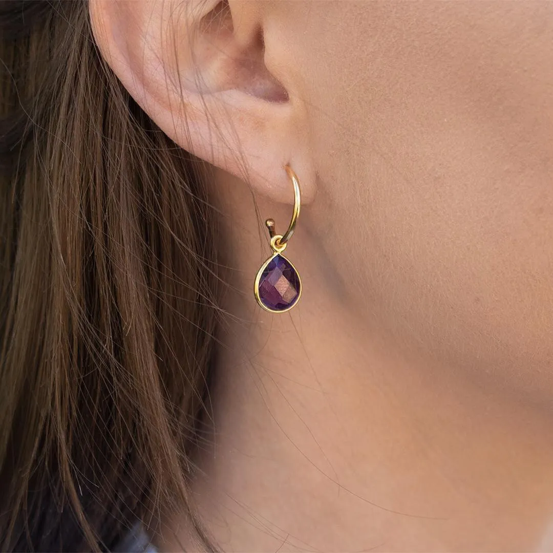 Amethyst Hoop Earrings | Gold | February Birthstone