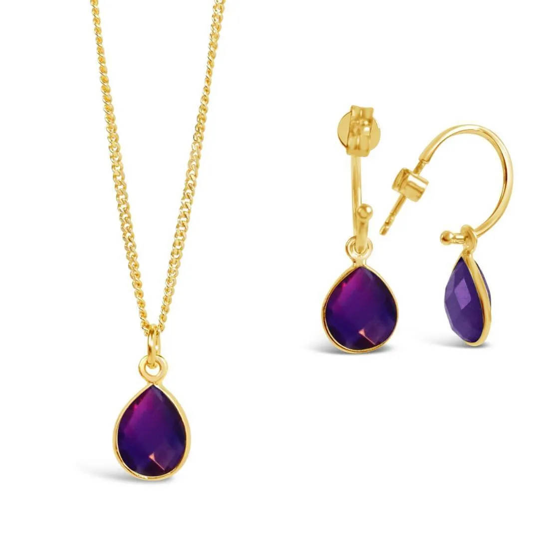 Amethyst Hoop Earrings | Gold | February Birthstone