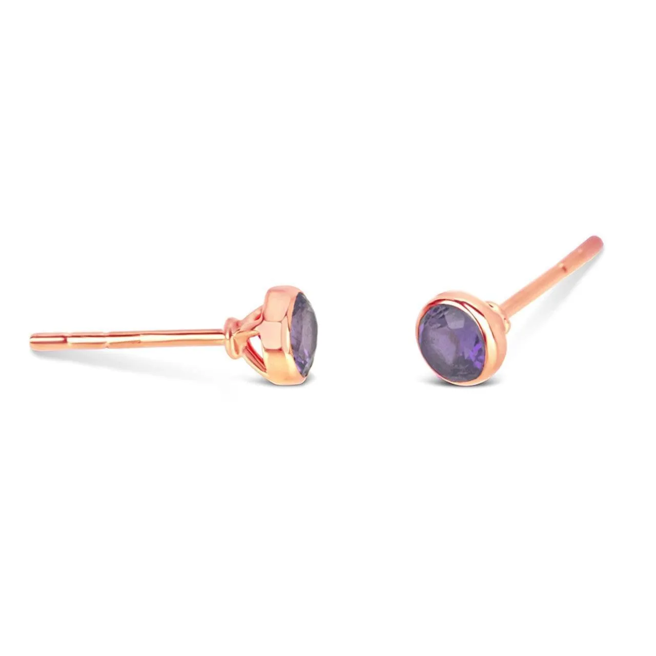 Amethyst Mini Stud Earrings | Rose Gold - February