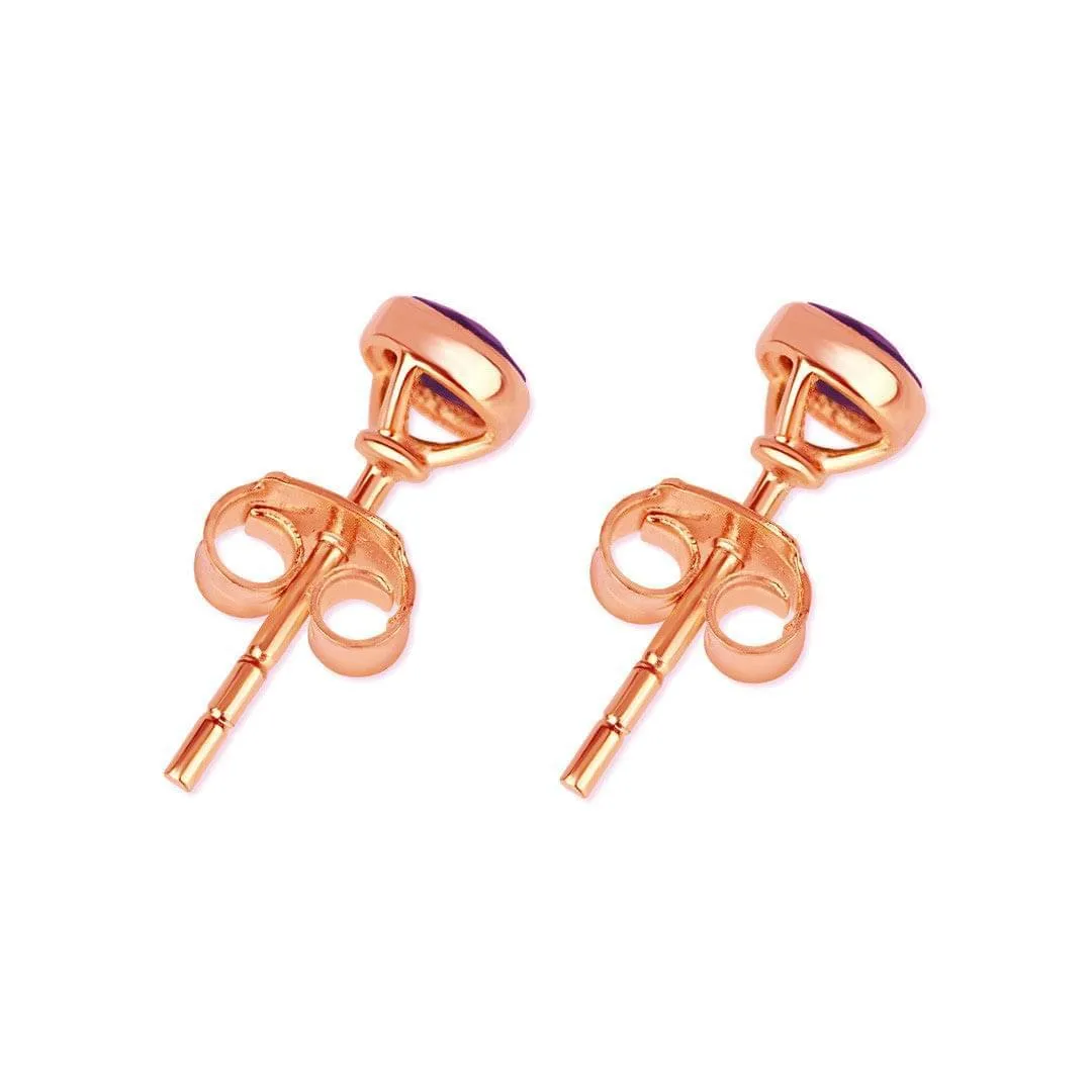 Amethyst Mini Stud Earrings | Rose Gold - February