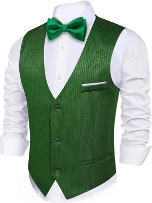 Barry.Wang Mens Formal Suit Vest Slim Fit V-neck 2 Pockets Wedding Party Dress Waistcoat
