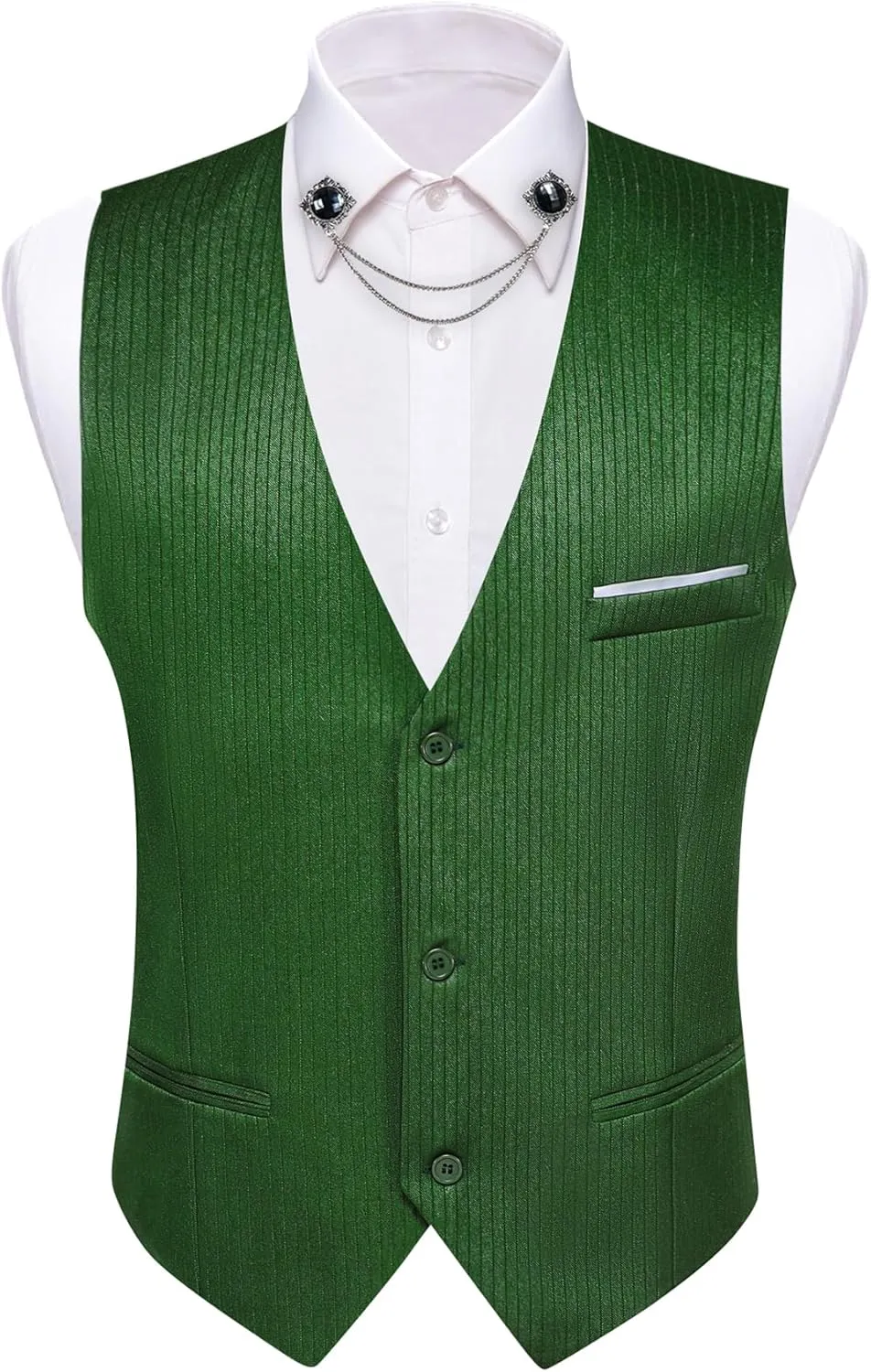 Barry.Wang Mens Formal Suit Vest Slim Fit V-neck 2 Pockets Wedding Party Dress Waistcoat