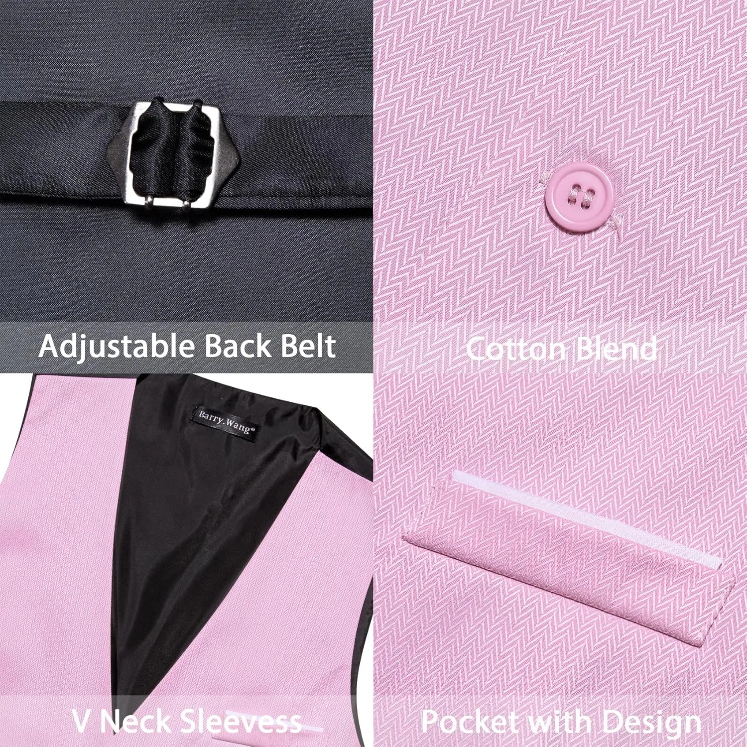 Barry.Wang Men's Suit Vest Business Formal Waistcoat Stripe/Plaid Classic Bowtie Set Wedding Party Business
