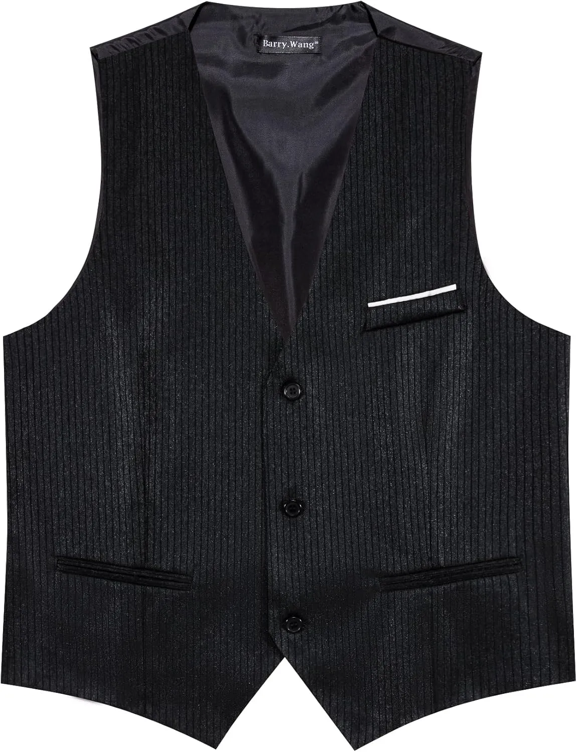 Barry.Wang Men's Suit Vest Business Formal Waistcoat Stripe/Plaid Classic Bowtie Set Wedding Party Business
