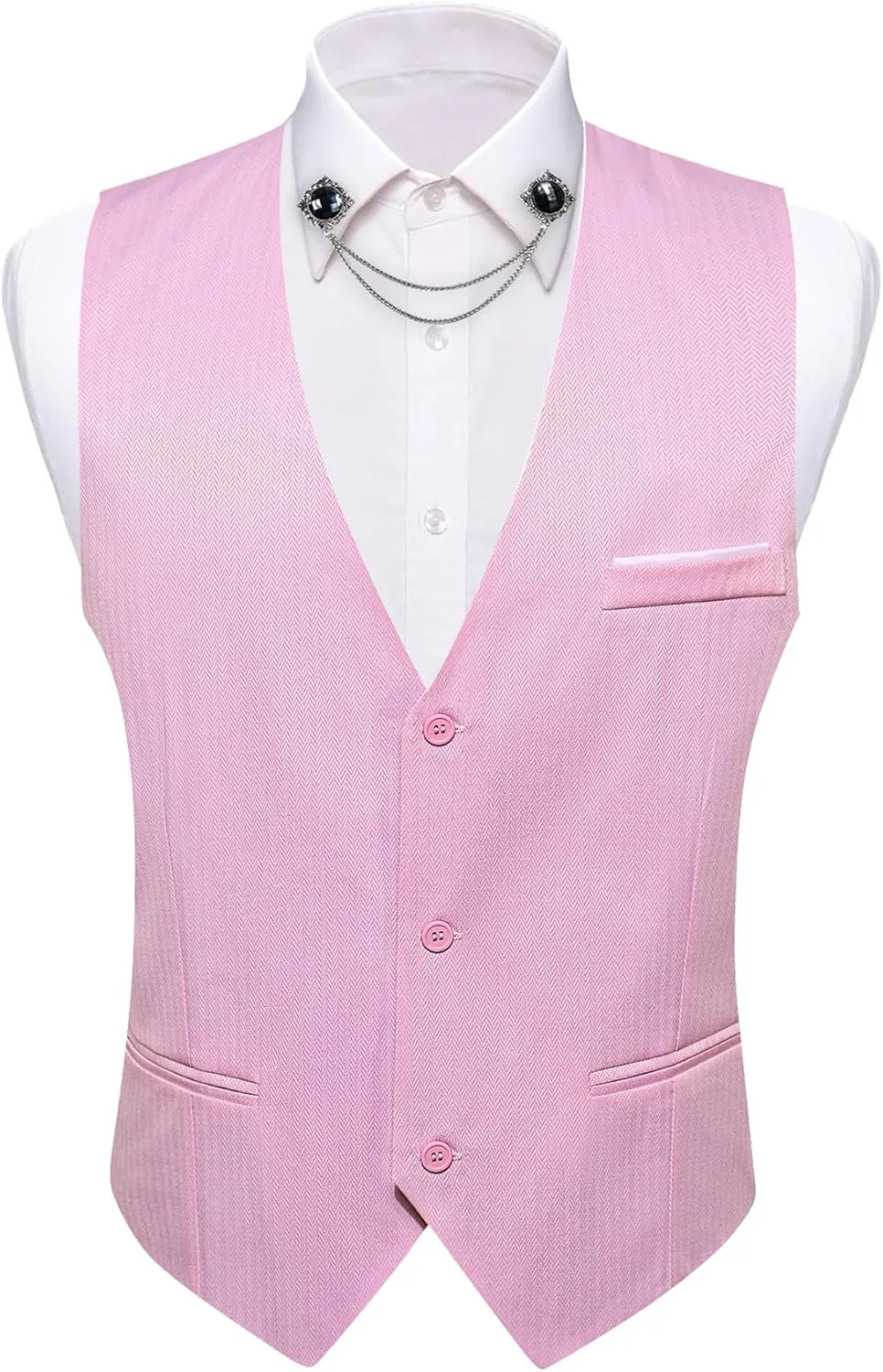 Barry.Wang Men's Suit Vest Business Formal Waistcoat Stripe/Plaid Classic Bowtie Set Wedding Party Business