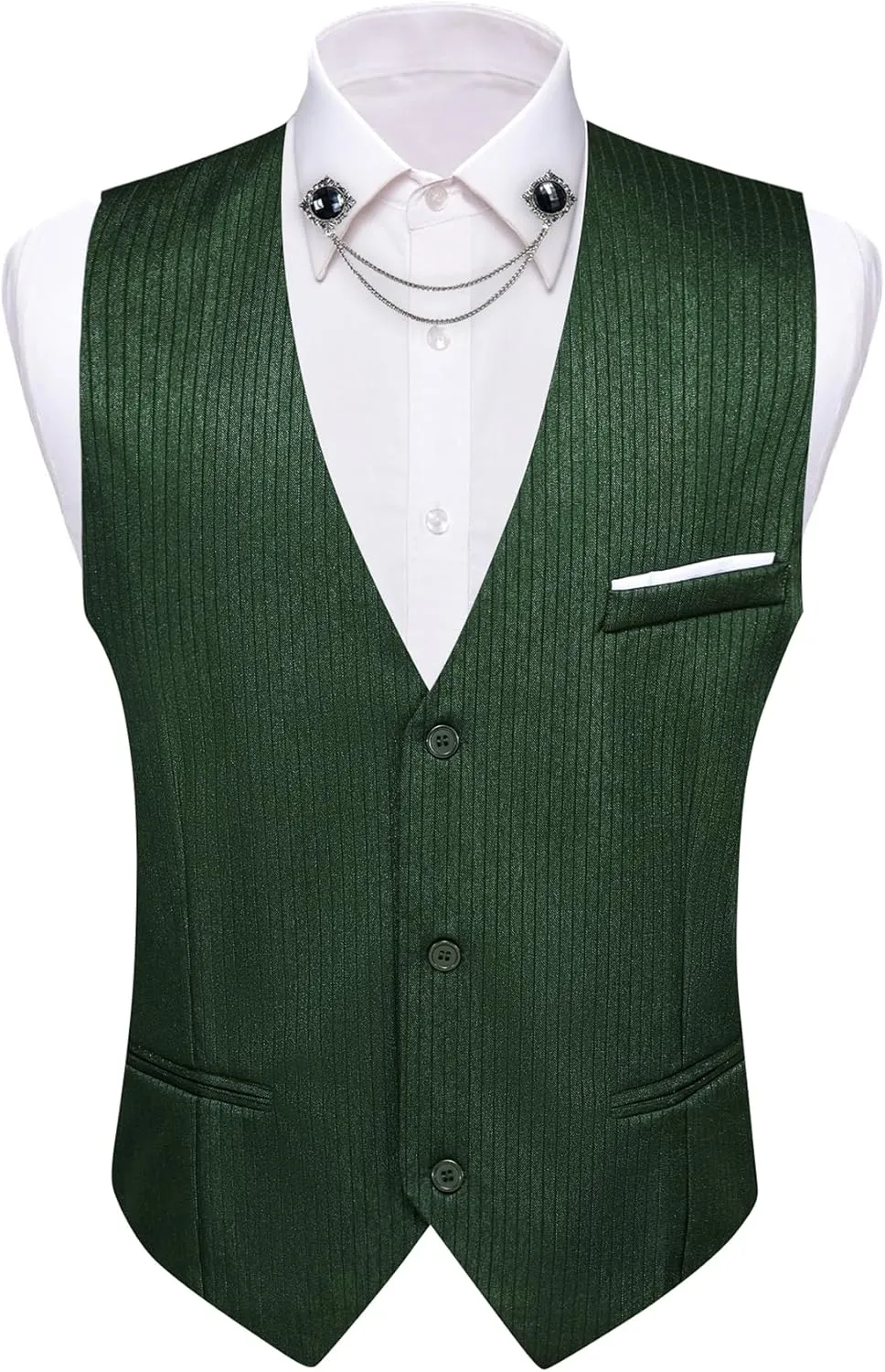 Barry.Wang Men's Suit Vest Business Formal Waistcoat Stripe/Plaid Classic Bowtie Set Wedding Party Business
