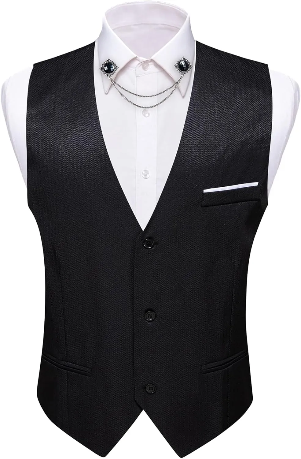 Barry.Wang Men's Suit Vest Business Formal Waistcoat Stripe/Plaid Classic Bowtie Set Wedding Party Business