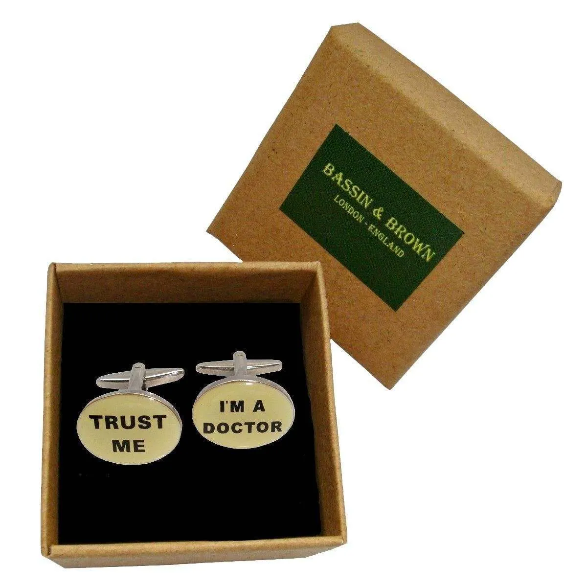 Bassin and Brown Trust Me Im A Doctor Cufflinks - White/Black/Silver