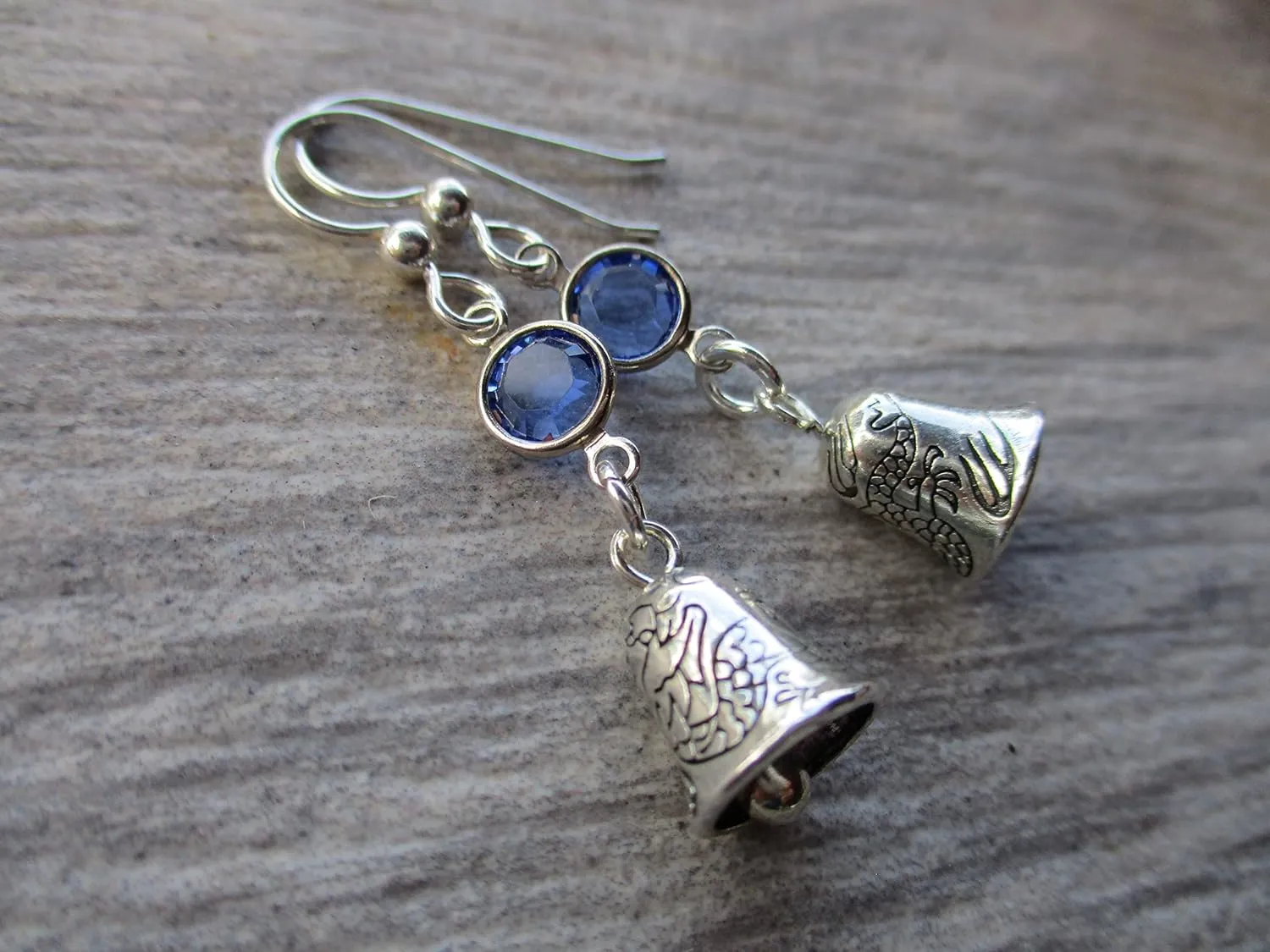 Bell Birthstone Earrings, Personalized Music Earrings, Hand Bell Earrings, Musical Instrument Jewelry
