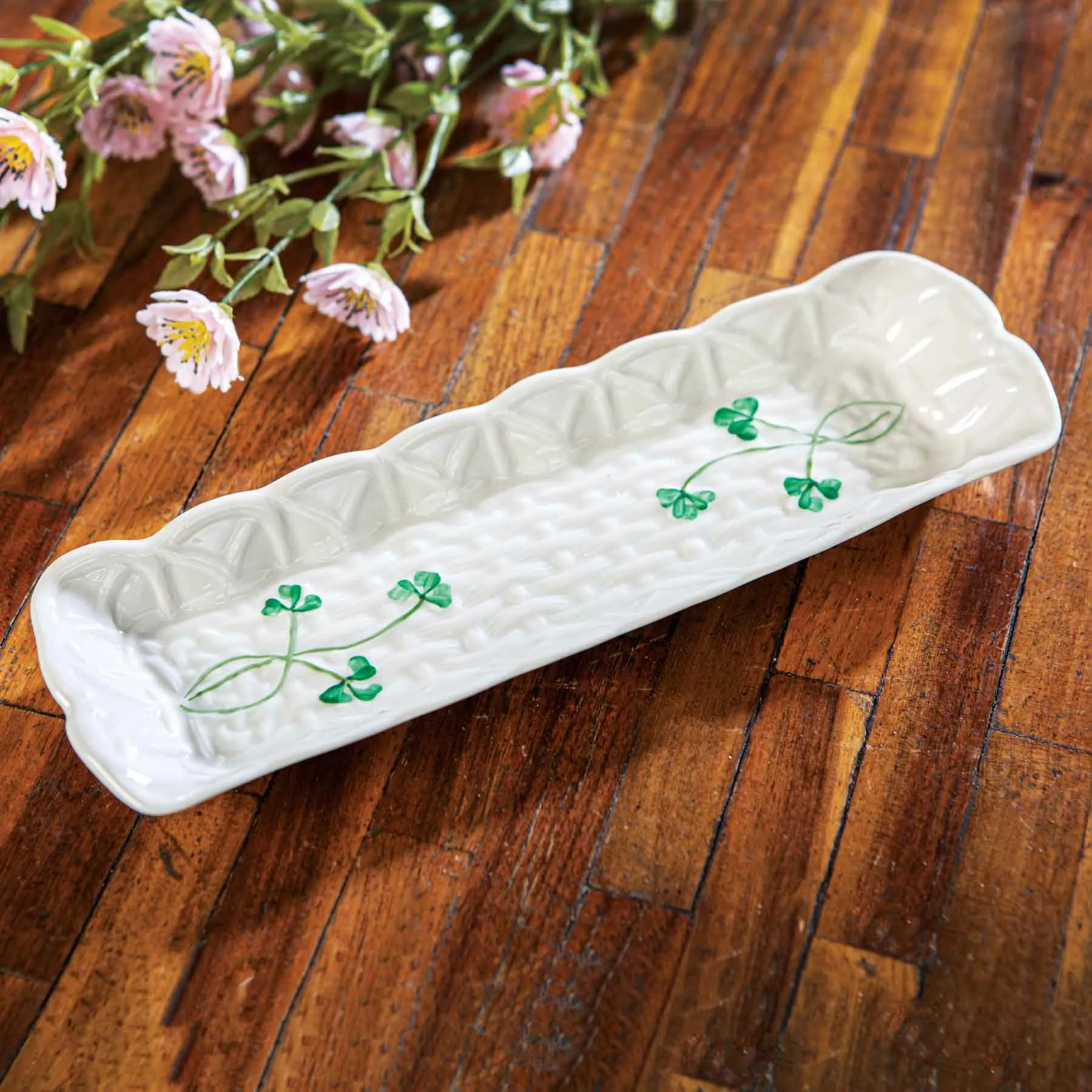 Belleek Shamrock Mint Tray