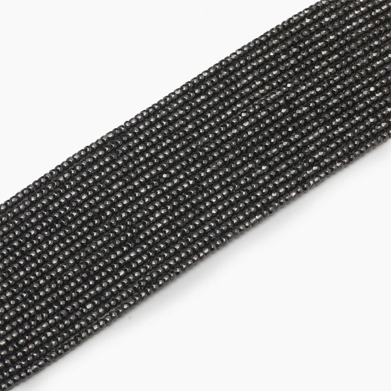 Black Faceted Cubic Zirconia Beads- Sold Per Strand