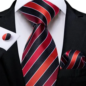 Black Red Burgundy Necktie Set-DBG1417