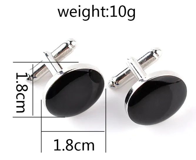 Black Round Cufflinks with Silver Trim