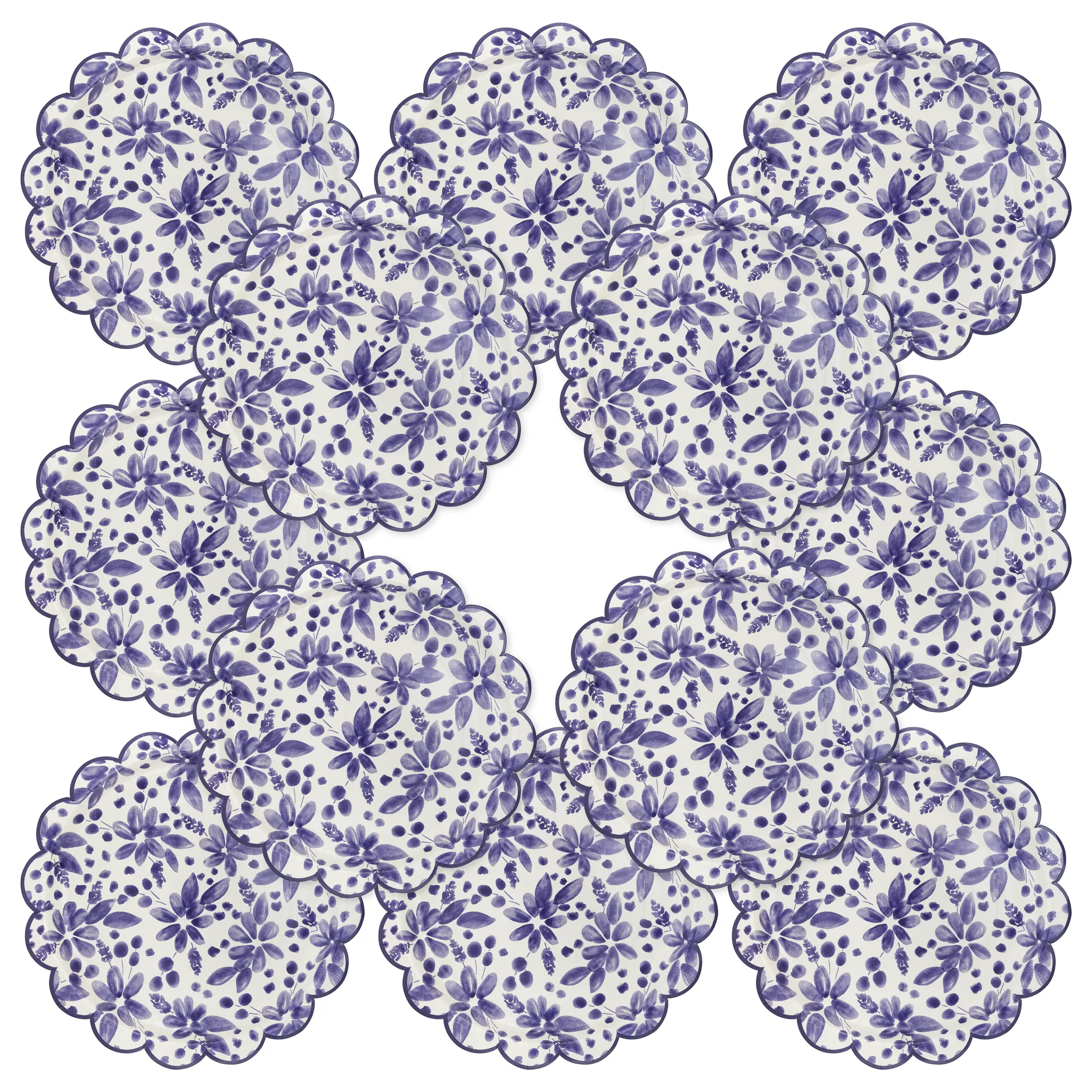 Blue Floral Paper Plate