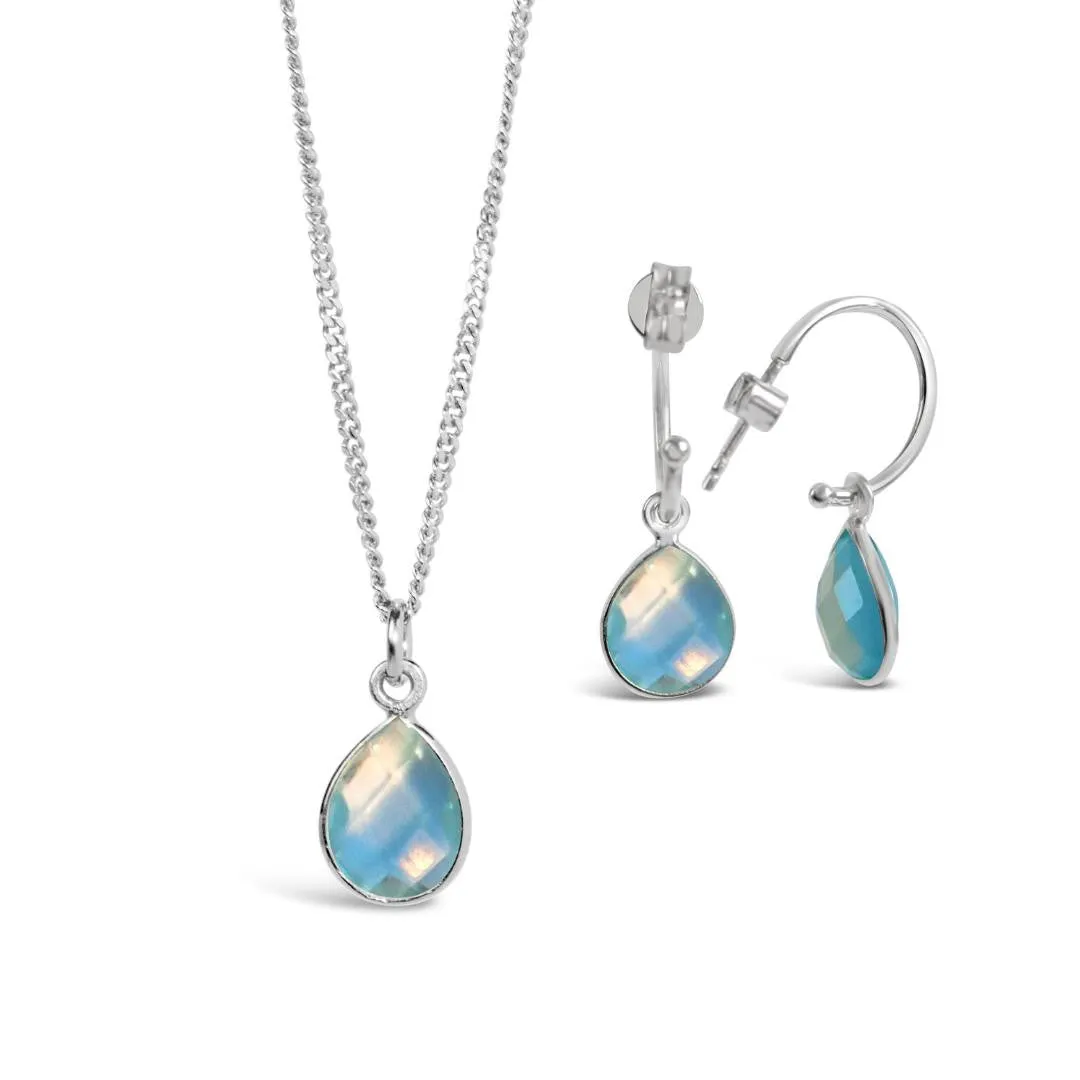 Blue Topaz Charm Necklace | Silver - December
