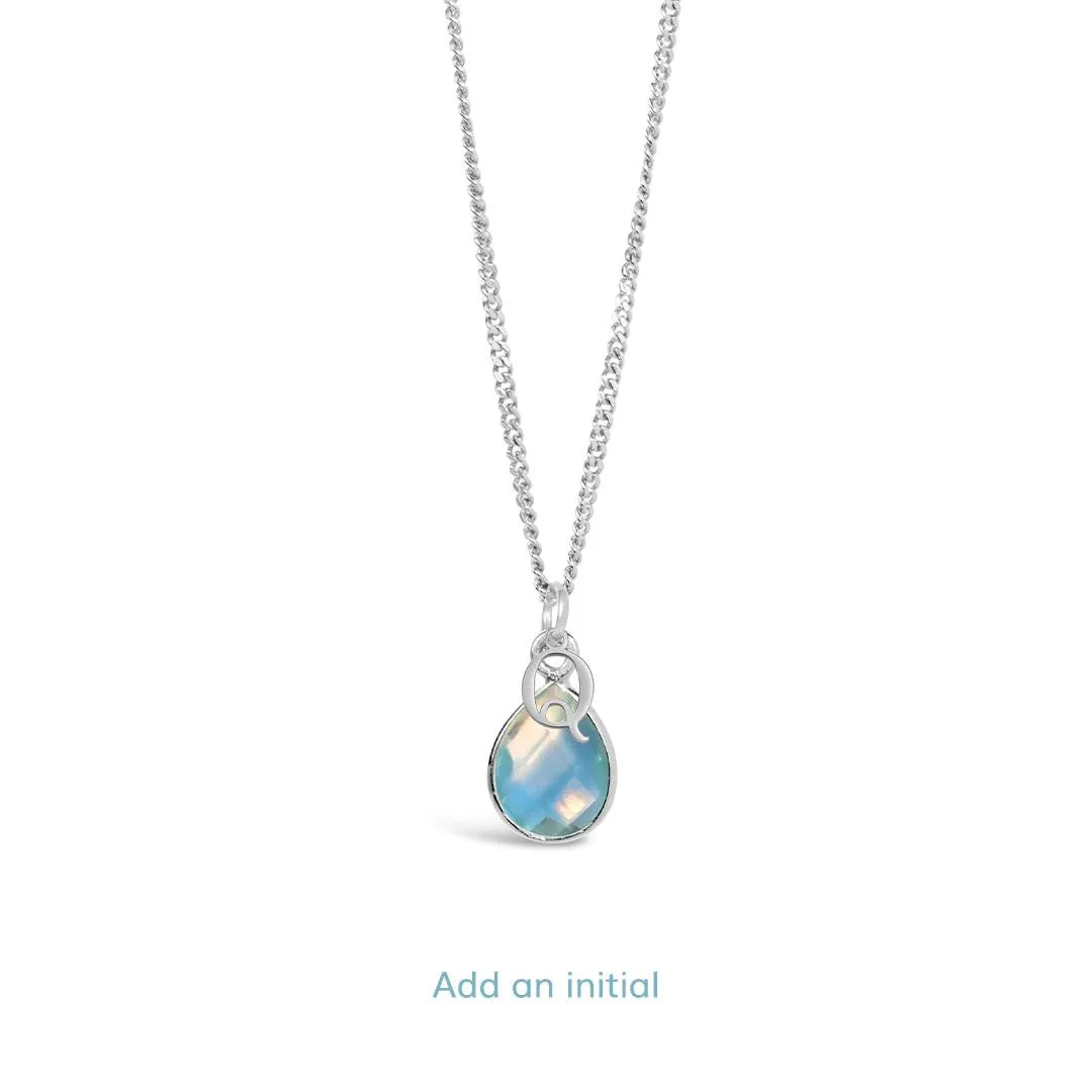 Blue Topaz Charm Necklace | Silver - December