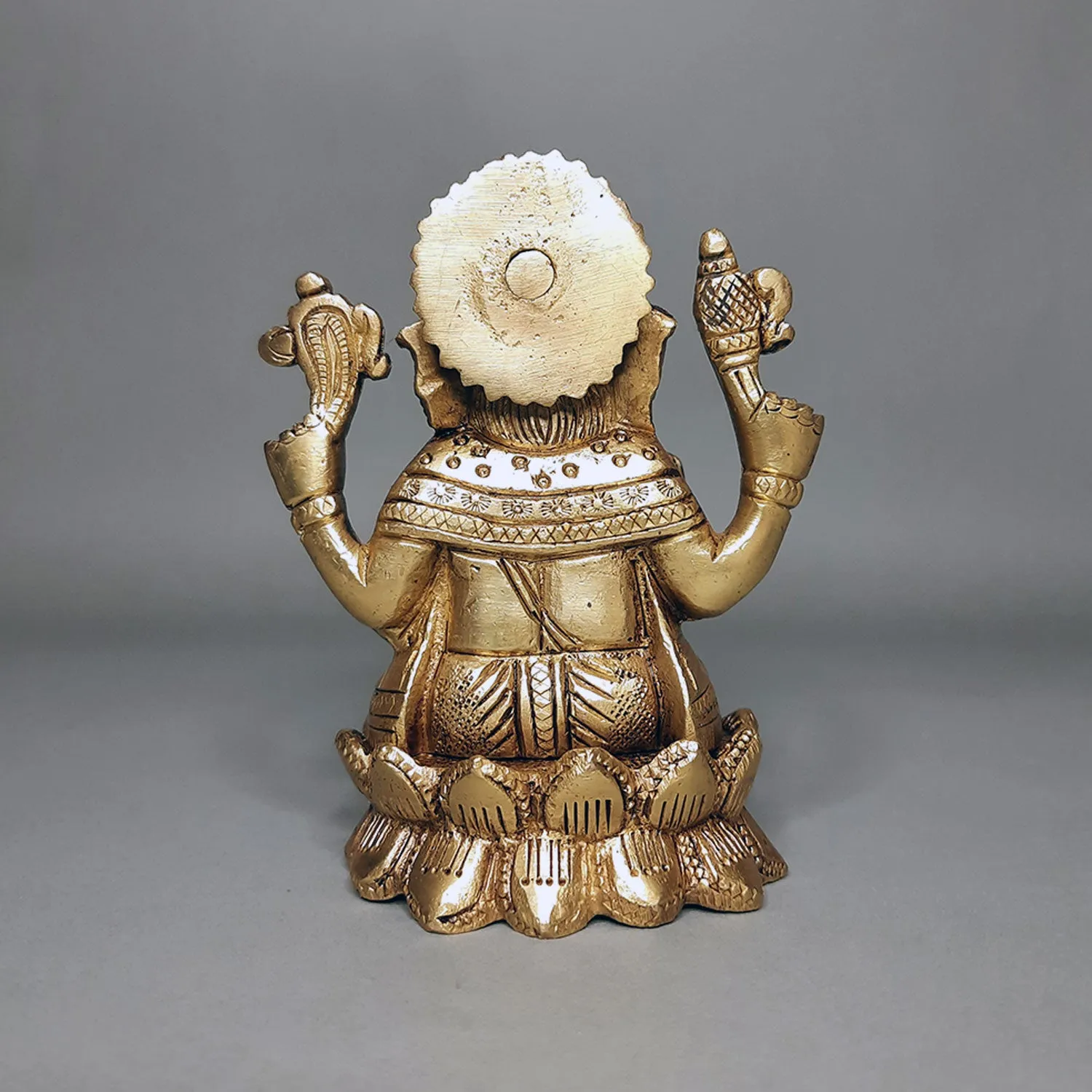 Brass Engraved Ganesha on Lotus 4 in
