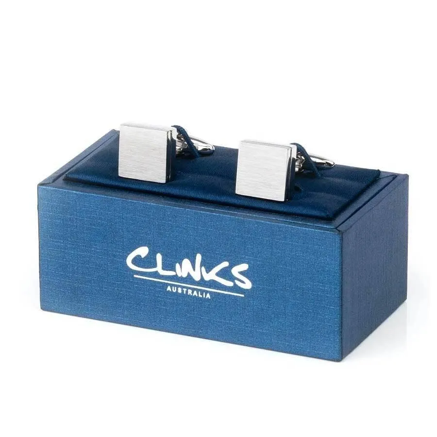 Brushed Square Silver Cufflinks
