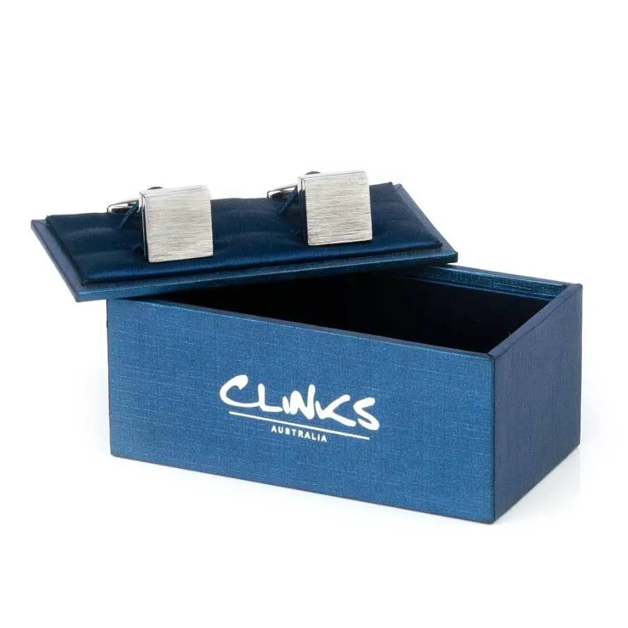 Brushed Square Silver Cufflinks