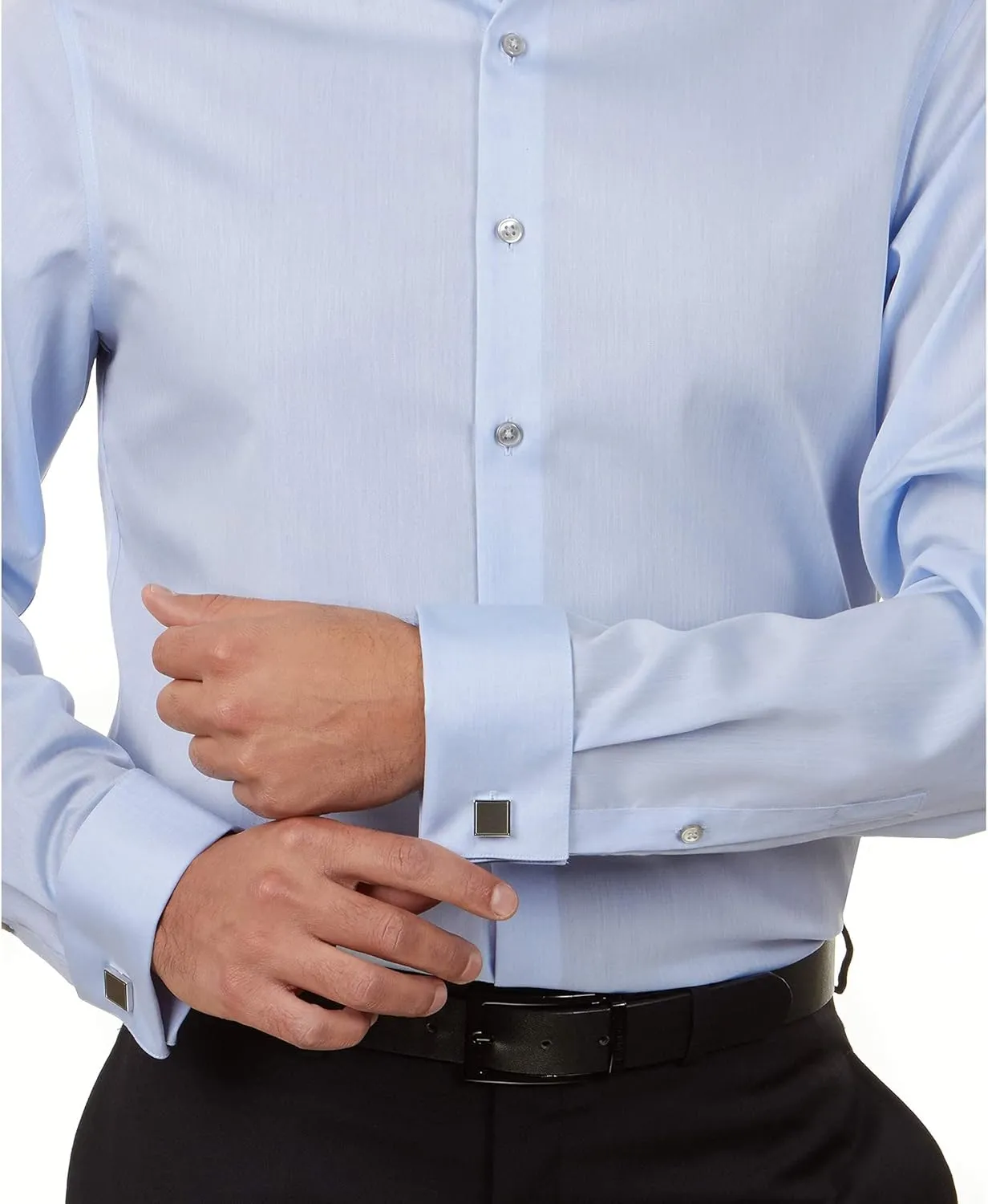 Calvin Klein Men's Dress Shirt Non Iron Herringbone Spread Collar