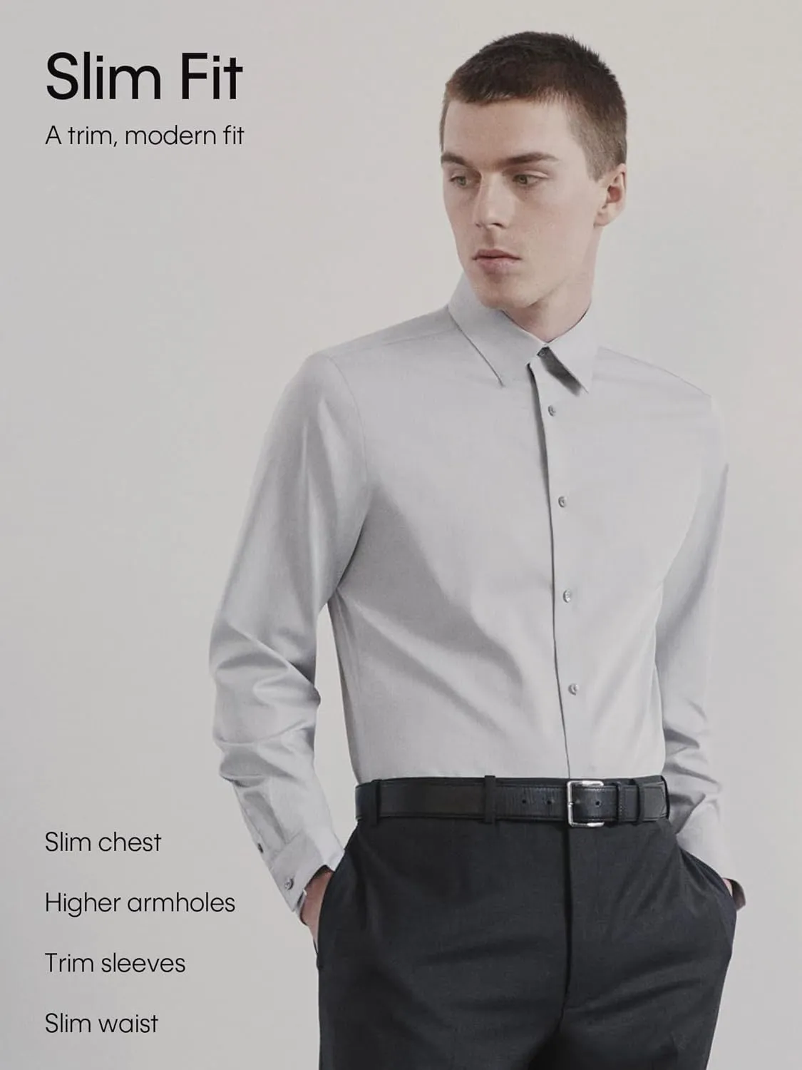 Calvin Klein Men's Dress Shirt Non Iron Herringbone Spread Collar
