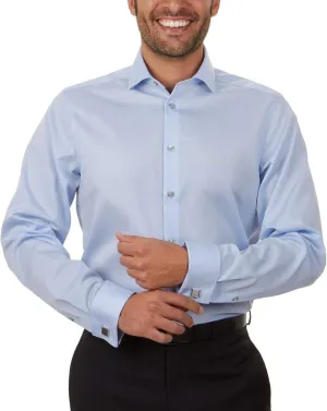 Calvin Klein Men's Dress Shirt Non Iron Herringbone Spread Collar