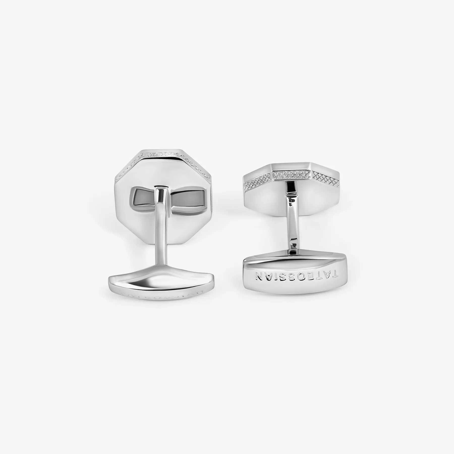 Classic London Eye Cufflinks in Rhodium Silver with Blue Goldstone