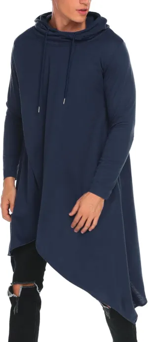 COOFANDY Men's Hooded Poncho Cape Cloak Casual Asymmetric Hem Hoodie Sweatshirts