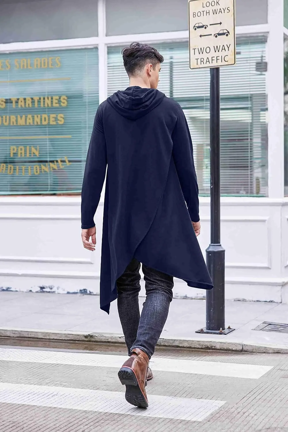 COOFANDY Men's Hooded Poncho Cape Cloak Casual Asymmetric Hem Hoodie Sweatshirts