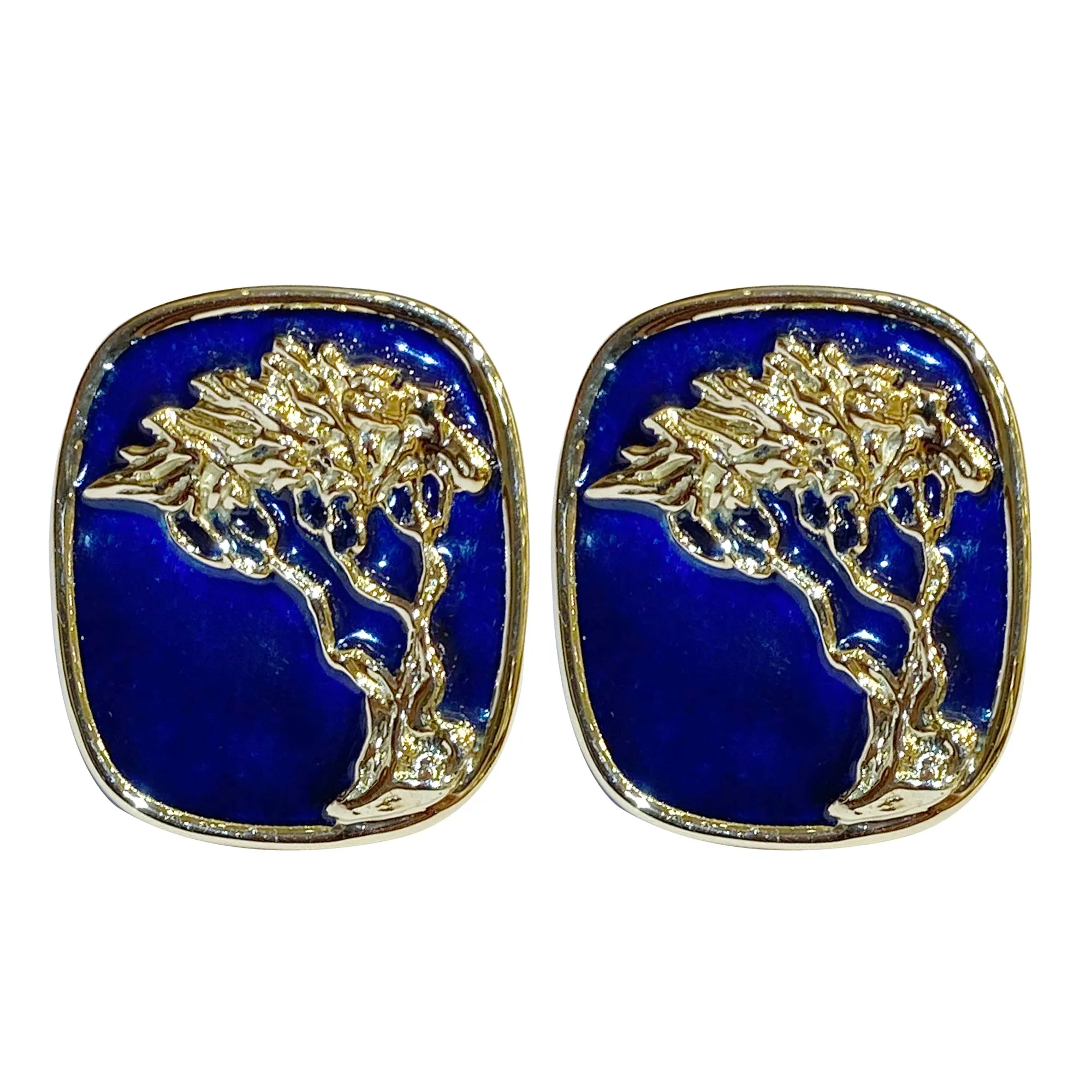 Cufflinks - 18k Gold with Blue Enamel