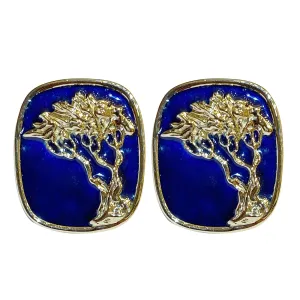 Cufflinks - 18k Gold with Blue Enamel
