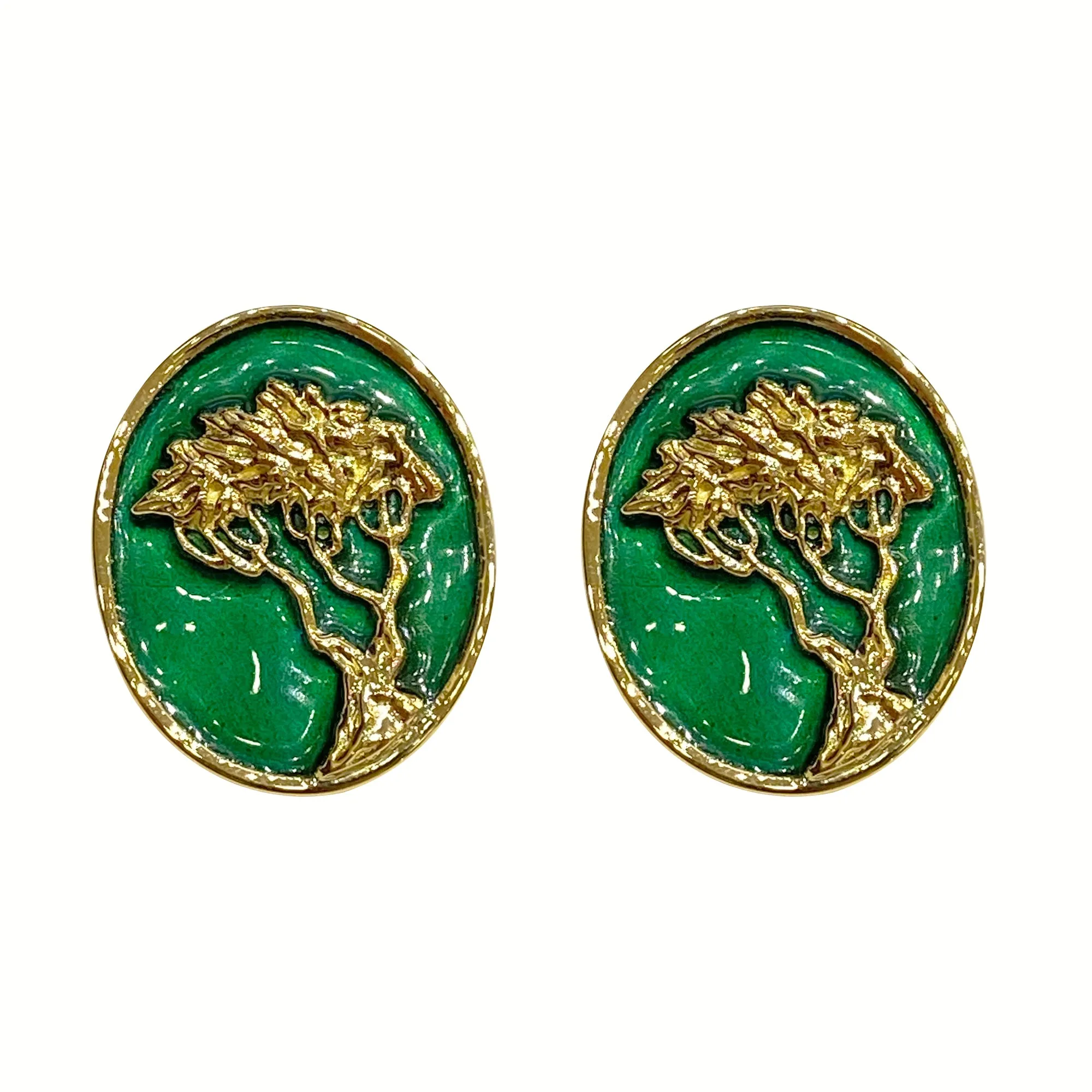 Cufflinks - 18k Gold with Green Enamel