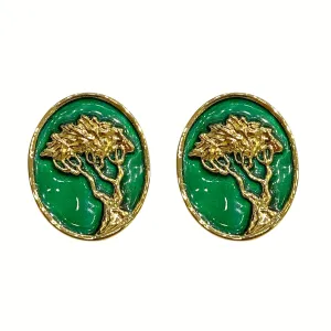 Cufflinks - 18k Gold with Green Enamel