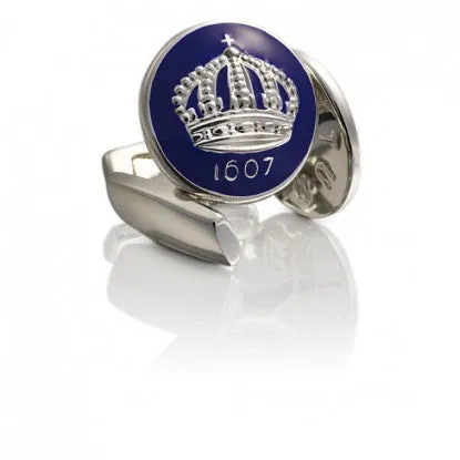 Cufflinks | Skultuna Crown | Silver Plated | Royal Blue